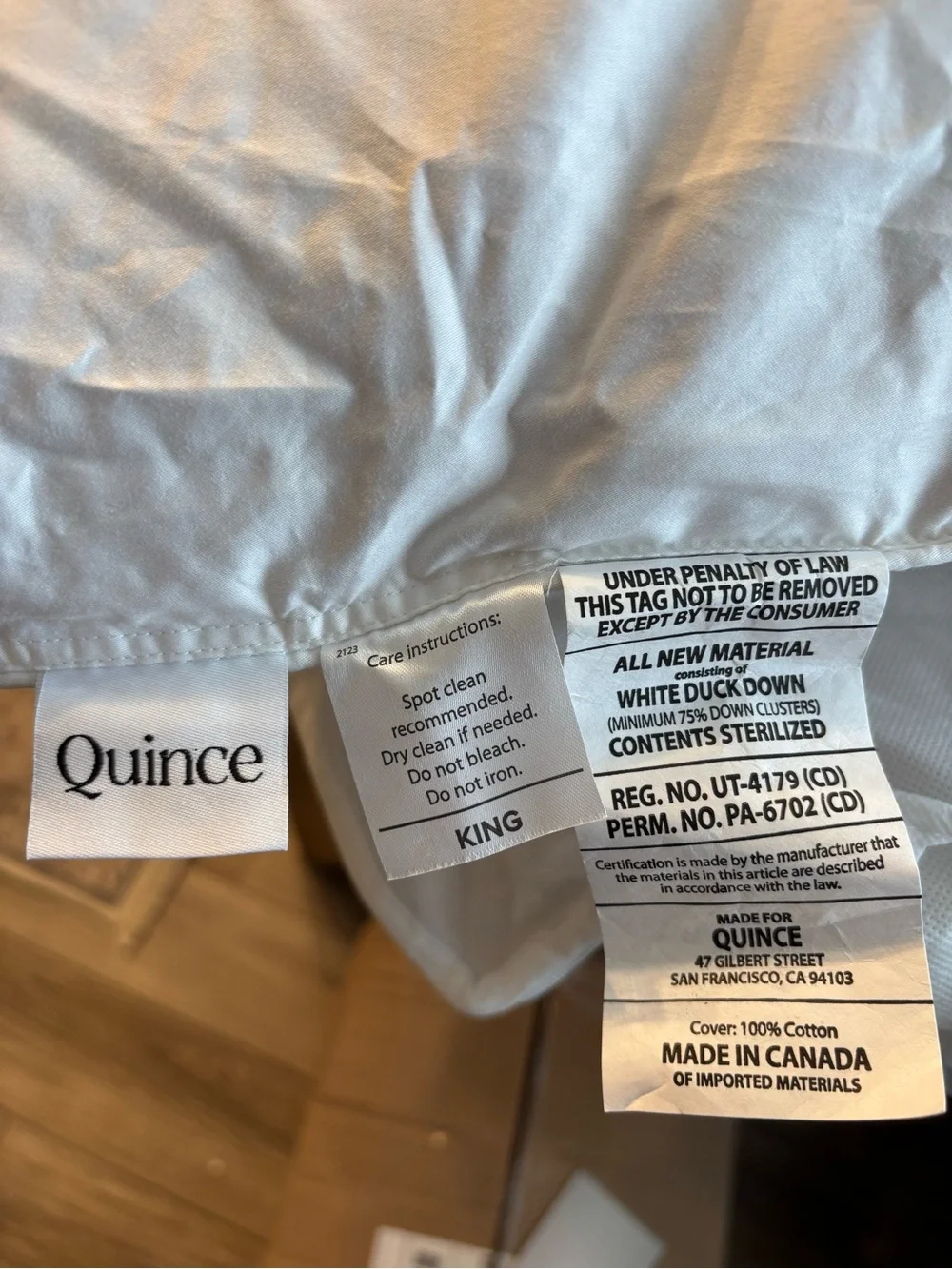 Quince Premium Down Pillow (White Duck Down) King Soft
